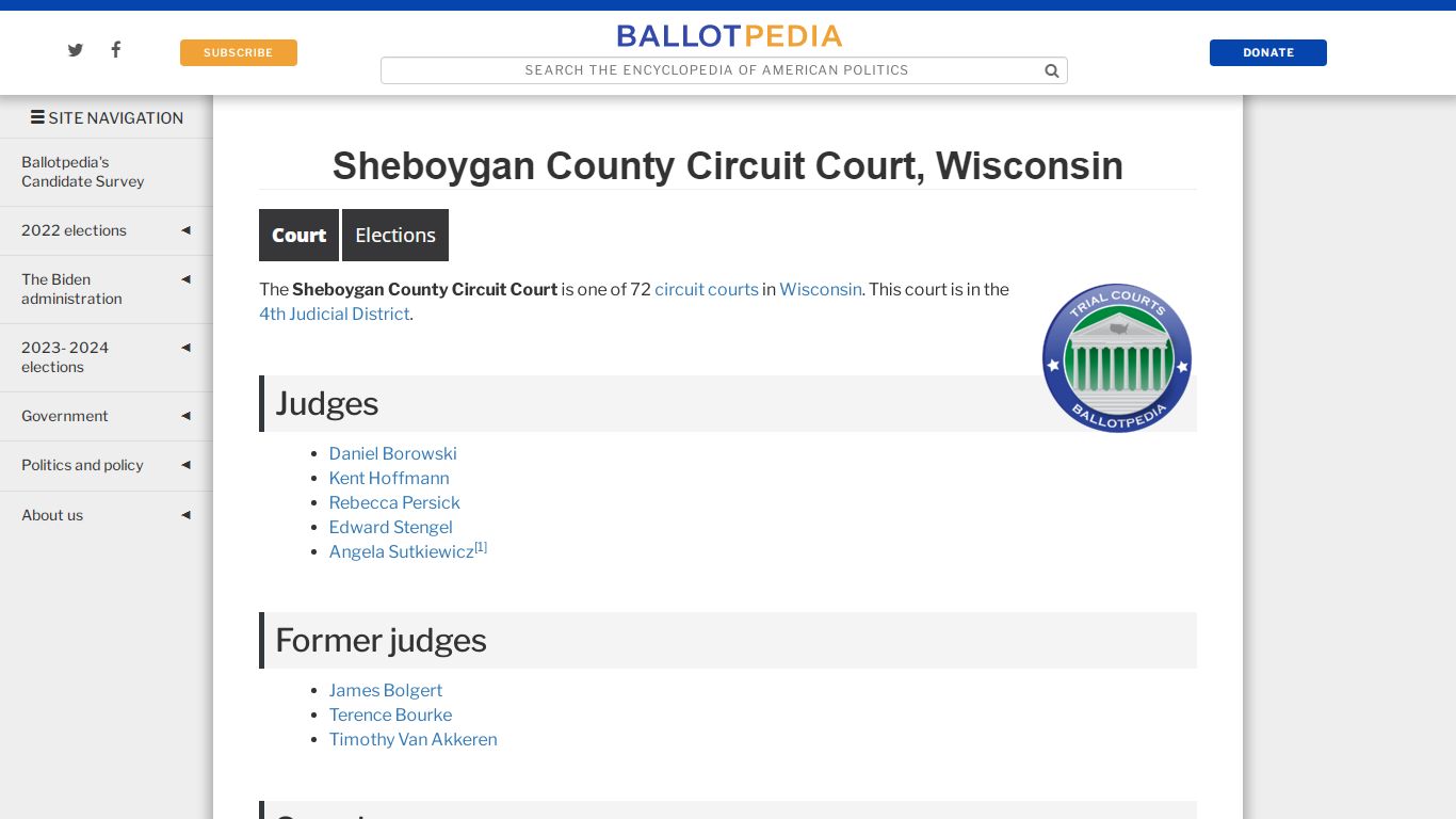 Sheboygan County Circuit Court, Wisconsin - Ballotpedia